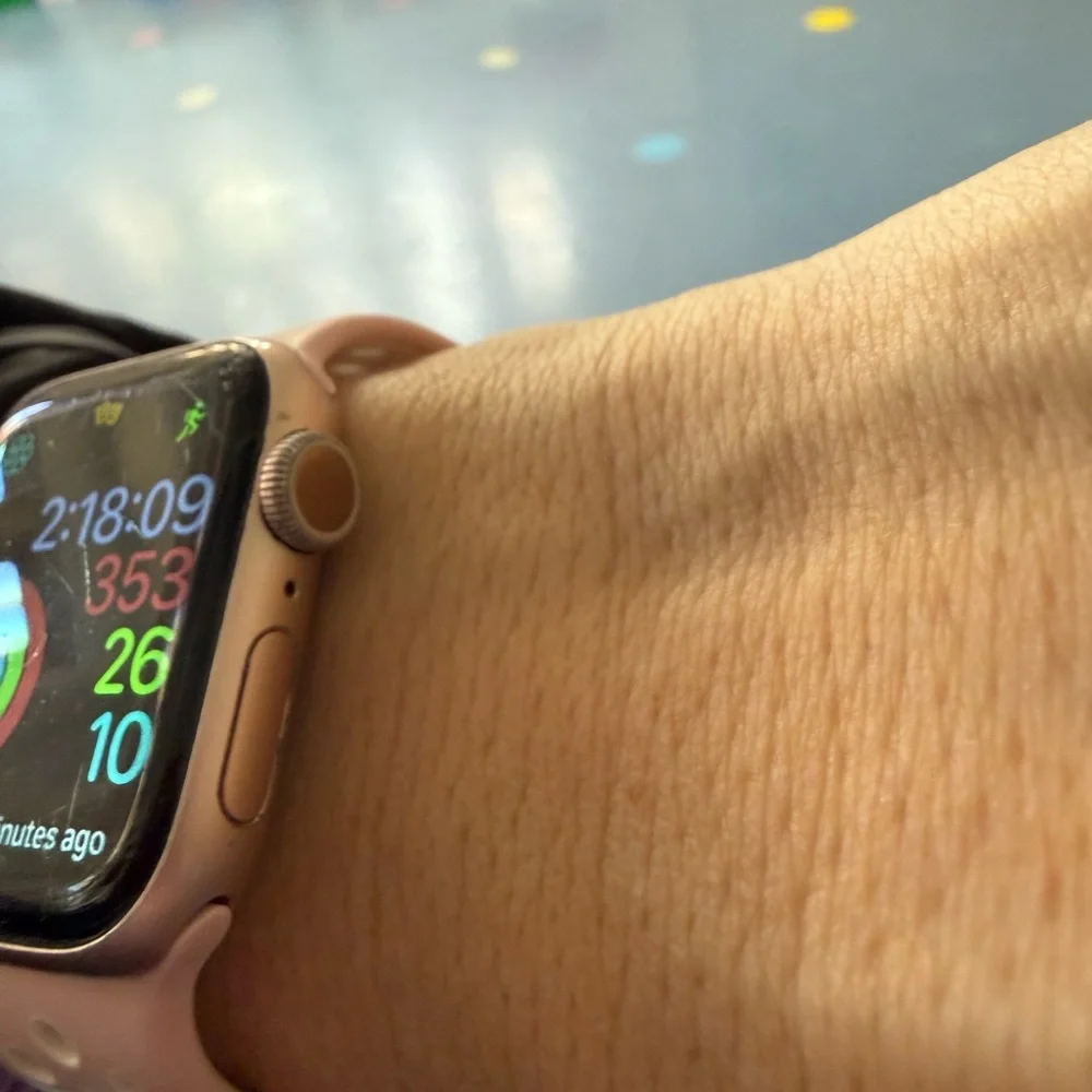 Light Pink Perforated Silicone Smartwatch Band with Silver Case